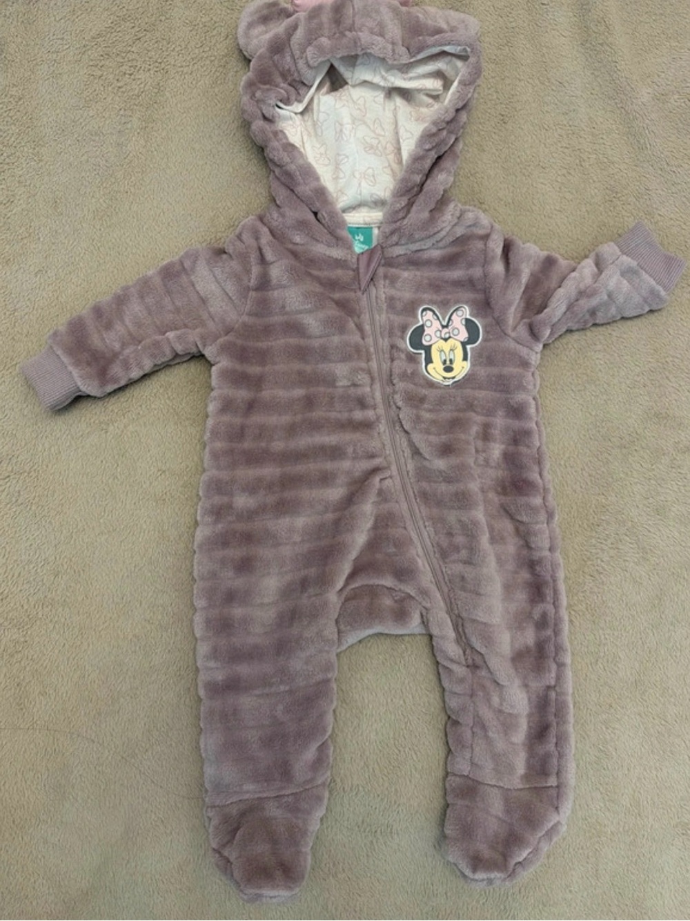 Disney Minnie Mouse Plush Hooded Footie - Mauve
